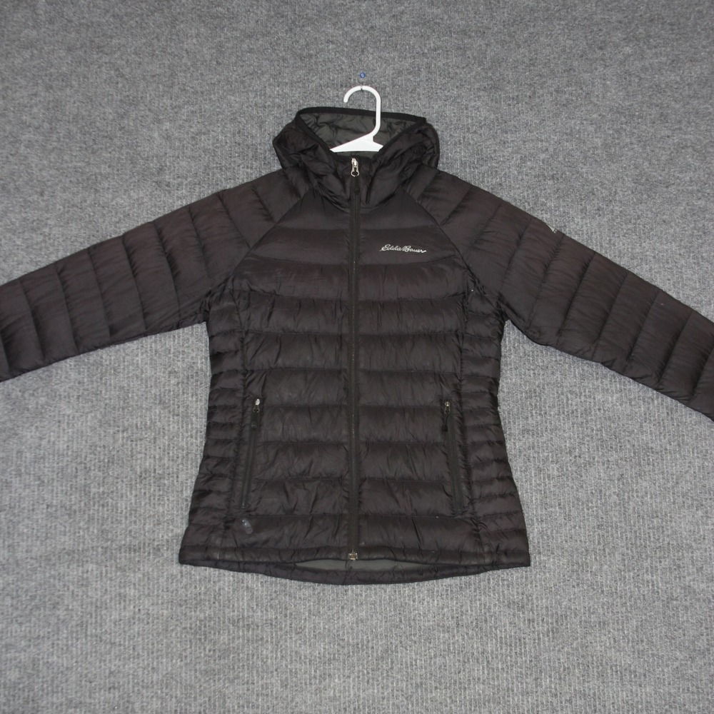 Eddie Bauer Puffer Pertex Quantum Jacket Mens PXS Black Downโ Hooded Lightweight